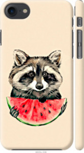 Чохол на iPhone SE 2022 Єнот з кавуном 4605m-3737 (Сірий)