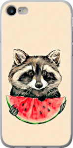 Чехол на iPhone SE 2022 Енотик з арбузом 4605u-3737 (Сірий)