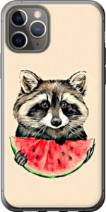 Чехол на iPhone 11 Pro Енотик с арбузом 4605u-1788 (Серый)