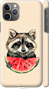 Чохол на iPhone 11 Pro Max Єнотик з кавуном 4605c-1723 (Сірий)