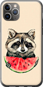 Чохол на iPhone 11 Pro Max Єнотик з кавуном 4605t-1723 (Сірий)