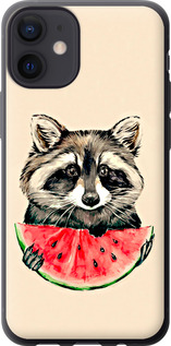 Чехол на iPhone 12 Mini Енотик с арбузом 4605t-2071 (Серый)