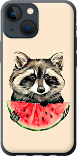 Чохол на iPhone 13 Mini Єнотик з кавуном 4605t-2373 (Сірий)