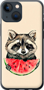 Чохол на iPhone 13 Mini Єнотик з кавуном 4605t-2373 (Сірий)