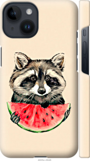 Чохол на iPhone 14 Єнот з кавуном 4605m-2648 (Сірий)