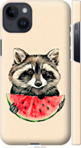 Чехол на iPhone 14 Plus Енотик з кавуном 4605m-2645 (Сірий)