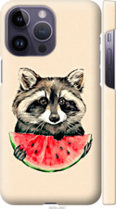 Чехол на iPhone 14 Pro Max Енотик з арбузом 4605m-2667 (Сірий)