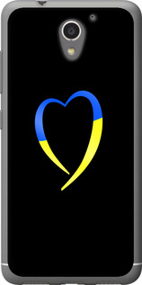 Чехол на ZTE A510 Жёлто-голубое сердце 885u-432 (Черный)