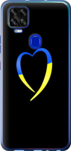 Чехол на ZTE Blade V2020 Жёлто-голубое сердце 885u-2529 (Черный)