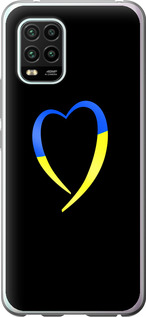 Чехол на Xiaomi Mi 10 Lite Жёлто-голубое сердце 885t-1924 (Черный)