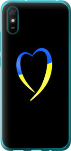 Чехол на Xiaomi Redmi 9A Жёлто-голубое сердце 885u-2034 (Черный)