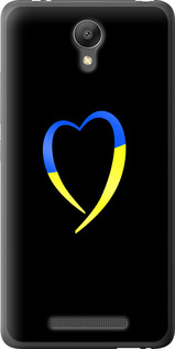 Чехол на Xiaomi Redmi Note 2 Жёлто-голубое сердце 885t-96 (Черный)