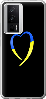 Чехол на Xiaomi Redmi K60 Жёлто-голубое сердце 885u-2973 (Черный)