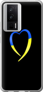 Чехол на Xiaomi Redmi K60 Жёлто-голубое сердце 885u-2973 (Черный) для Xiaomi Redmi K60 Pro