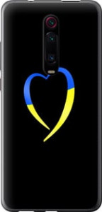 Чехол на Xiaomi Redmi K20 Жёлто-голубое сердце 885u-1817 (Черный) для Xiaomi Redmi K20