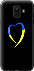 Чехол на Samsung Galaxy A6 2018 Жёлто-голубое сердце 885t-1480 (Черный)