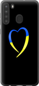 Чехол на Samsung Galaxy A21 Жовто-блакитне серце 885u-1841 (Чорний)