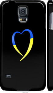 Чехол на Samsung Galaxy S5 Duos SM G900FD Жовто-блакитне серце 885m-62 (Чорний)