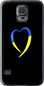 Чохол на Samsung Galaxy S5 Duos SM G900FD Жовто-блакитне серце 885u-62 (Чорний)