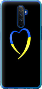 Чехол на Realme X2 Pro Жёлто-голубое сердце 885t-1866 (Черный)