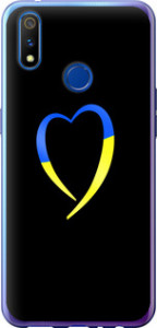 Чехол на Realme 3 Pro Жёлто-голубое сердце 885u-1863 (Черный)