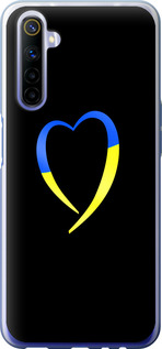Чехол на Realme 6 Жёлто-голубое сердце 885t-1913 (Черный)