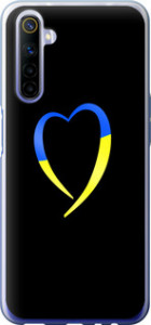 Чехол на Realme 6 Жёлто-голубое сердце 885t-1913 (Черный)