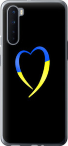 Чехол на OnePlus Nord Жовто-голубе серце 885u-2046 (Чорний)