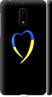 Чехол на Nokia 6 Жёлто-голубое сердце 885m-898 (Черный)