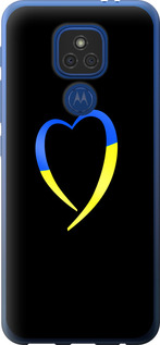 Чохол на Motorola E7 Plus Жовто-блакитне серце 885u-2107 (Чорний)