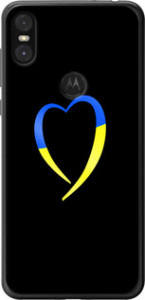 Чохол на Motorola One Жовто-блакитне серце 885t-1589 (Чорний)