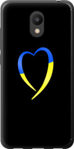 Чехол на Meizu M6 Жёлто-голубое сердце 885t-1349 (Черный)