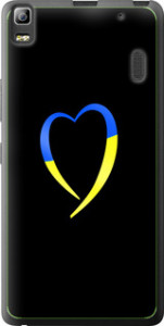 Чехол на Lenovo A7000 Жёлто-голубое сердце 885u-120 (Черный)
