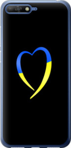 Чехол на Huawei Y6 2018 Жовто-блакитне серце 885t-1637 (Чорний)