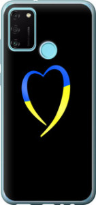 Чохол на Huawei Honor 9A Жовто-блакитне серце 885u-1900 (Чорний)