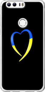 Чехол на Huawei Honor 8 Жёлто-голубое сердце 885u-351 (Черный)