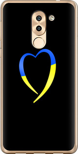Чехол на Huawei Honor 6X Жёлто-голубое сердце 885u-460 (Черный)