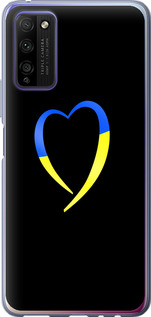 Чохол на Huawei Honor 30 Lite Жовто-блакитне серце 885u-2074 (Чорний)