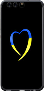 Чохол на Huawei P10 Жовто-блакитне серце 885t-780 (Чорний)
