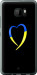 Чехол на HTC U Ultra Жёлто-голубое сердце 885u-833 (Черный)