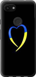 Чехол на Google Pixel 3a XL Жёлто-голубое сердце 885t-1713 (Черный)