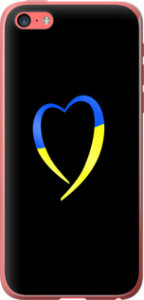 Чехол на iPhone 5c Жёлто-голубое сердце 885t-23 (Черный)