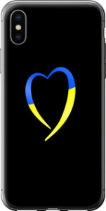 Чохол на iPhone X Жовто-блакитне серце 885t-1050 (Чорний)