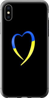 Чехол на iPhone X Жовто-блакитне серце 885u-1050 (Чорний)