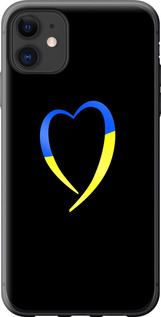 Чехол на iPhone 11 Жовто-блакитне серце 885u-1722 (Чорний)