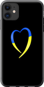 Чехол на iPhone 11 Жовто-блакитне серце 885u-1722 (Чорний)