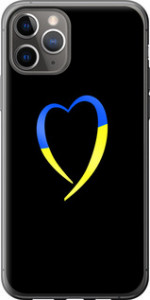 Чехол на iPhone 11 Pro Жёлто-голубое сердце 885t-1788 (Черный)