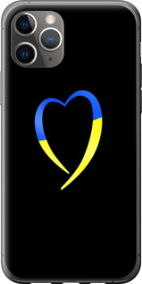 Чехол на iPhone 11 Pro Max Жовто-блакитне серце 885t-1723 (Чорний)