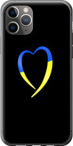 Чехол на iPhone 11 Pro Max Жёлто-голубое сердце 885t-1723 (Черный)