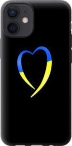 Чехол на iPhone 12 Mini Жовто-блакитне серце 885u-2071 (Black)